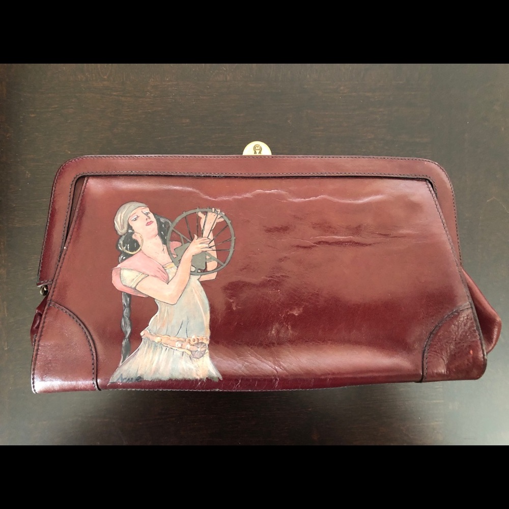 One of a kind hand painted Etienne Aigner Clutch